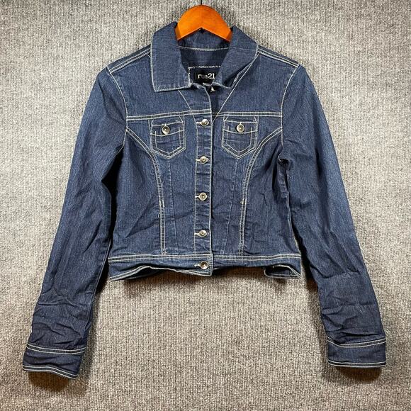 Rue 21 Button Up Jean Jacket Women's Medium Blue Long Sleeve Streetwear Denim - Picture 1 of 7